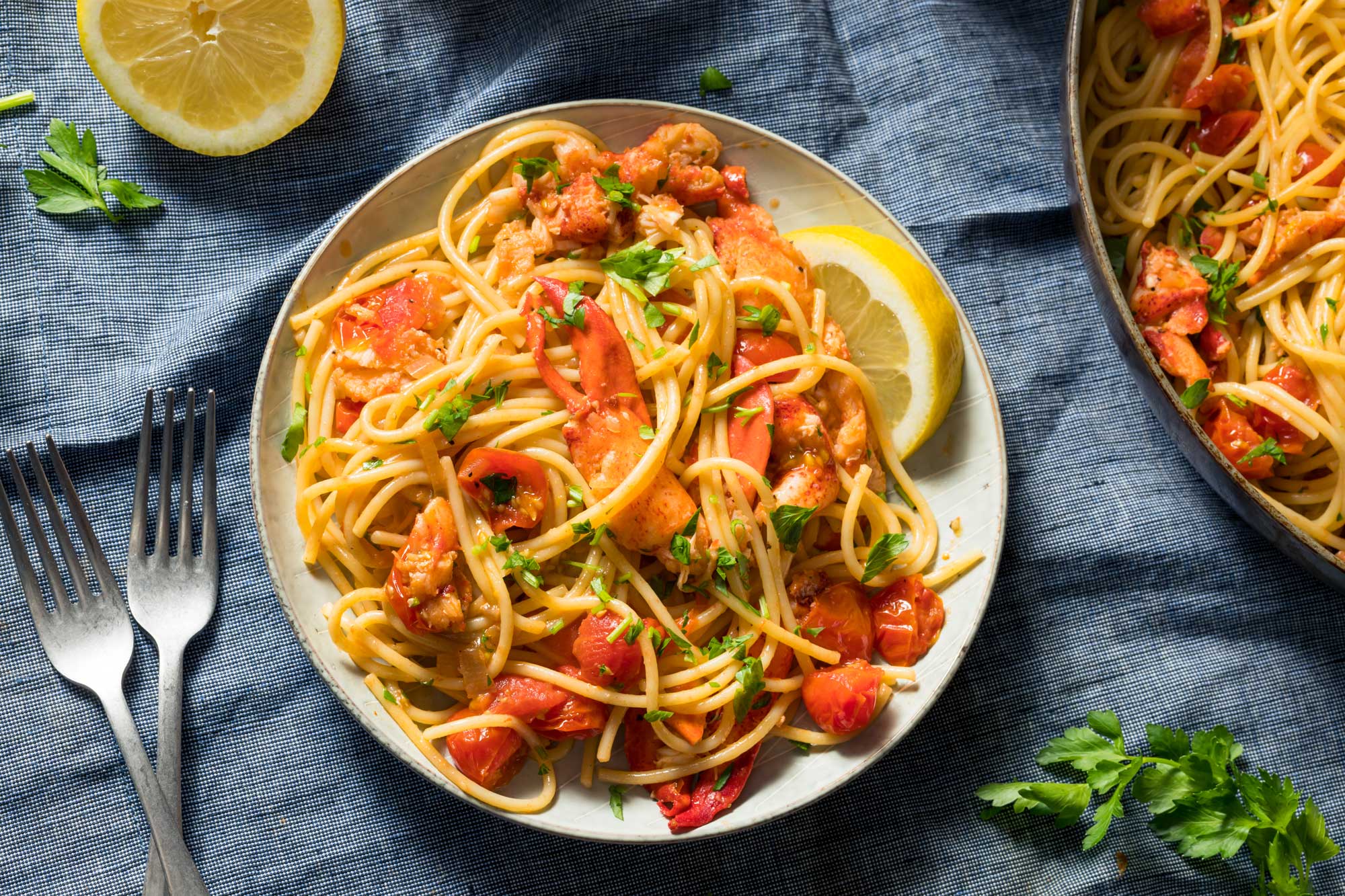Pasta met rivierkreeftjes in pittige saus Zlim